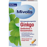 Mivolis Píldoras de Ginkgo para la memoria y la concentración, 40 unid.