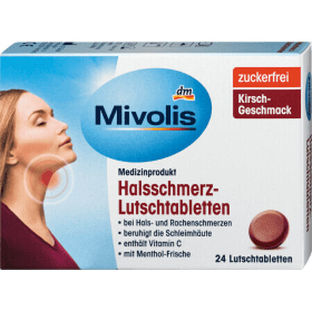 Mivolis Halsschmerztabletten mit Kirschgeschmack, 24 Stück