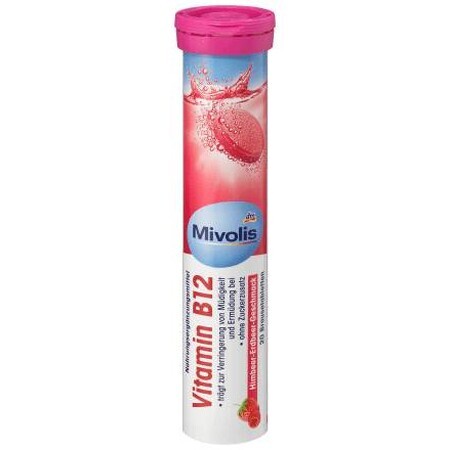 Mivolis Vitamina B comprimidos efervescentes frambuesa y fresa, 82 g