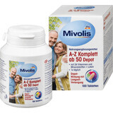 Mivolis Vitaminas A-Z, 50 años+, 153 g, 100 comprimidos