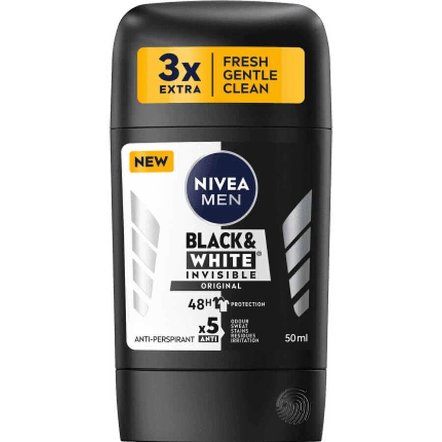 Nivea MEN Desodorante en barra para hombre B&amp;W Power, 50 ml