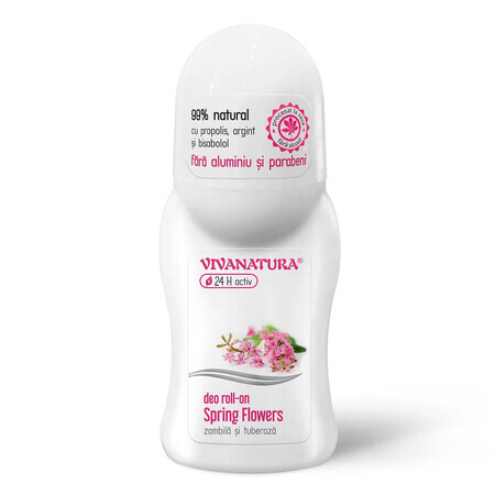 Deo roll-on Lentebloemen met hyacint en tuberoos, 50 ml, Vivanatura