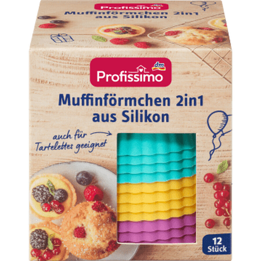 Profissimo Stampi in silicone per muffin, 12 pz