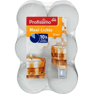 Profissimo Lumânări pastilă maxi, timp de ardere 10H, 12 buc