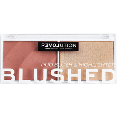 Revolution Relove Colour Play Blushed paleta dúo de colorete e iluminador Kindness, 2,9 g