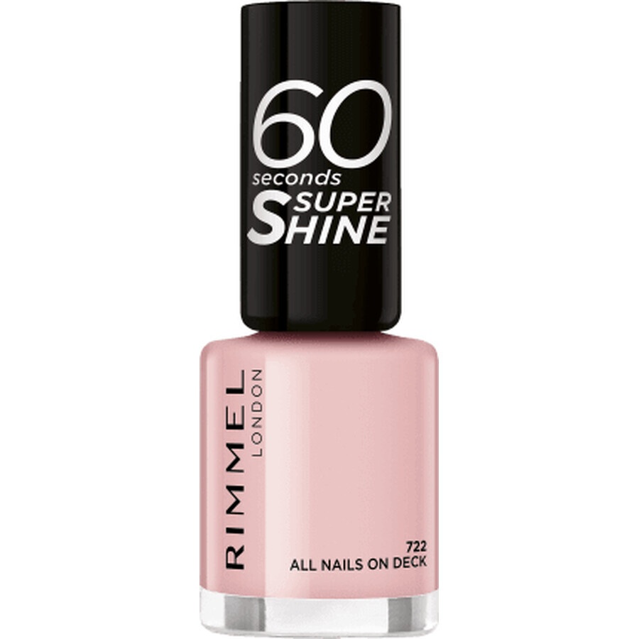 Rimmel London Esmalte de uñas 60 Seconds Super Shine 722 All Nails On Deck, 8 ml