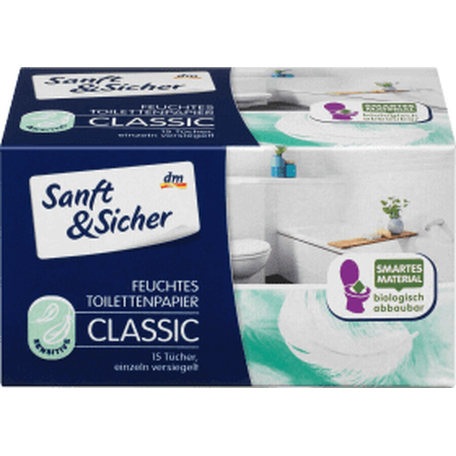 Sanft&Sicher Classic Sensitive hârtie igienică umedă, 15 buc