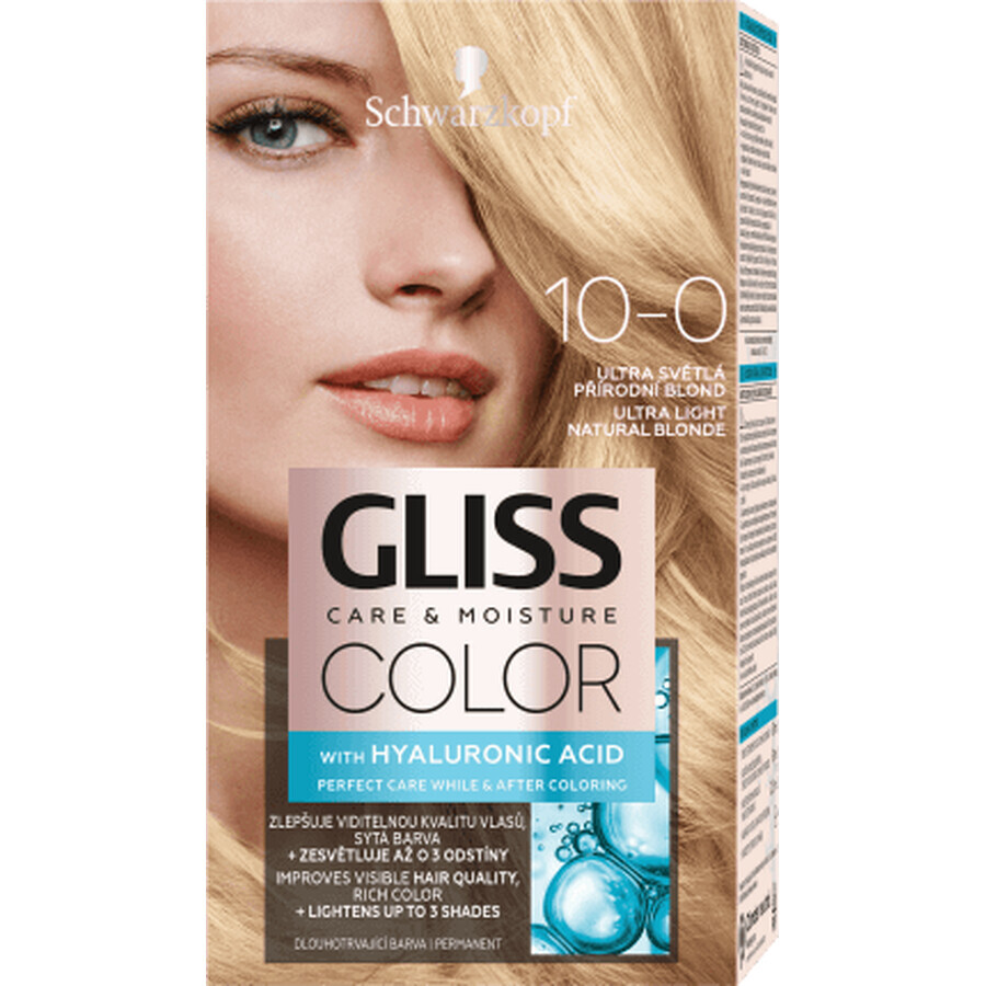 Schwarzkopf Gliss Color Vopsea de păr permanentă 10-0 Ultra Light Natural Blonde, 1 buc