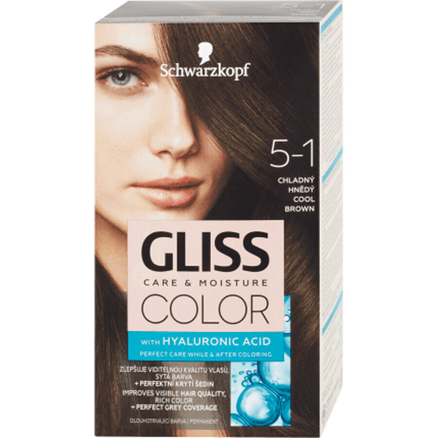 Schwarzkopf Gliss Color Permanente 5-1 Castaño Frío, 1 unidad