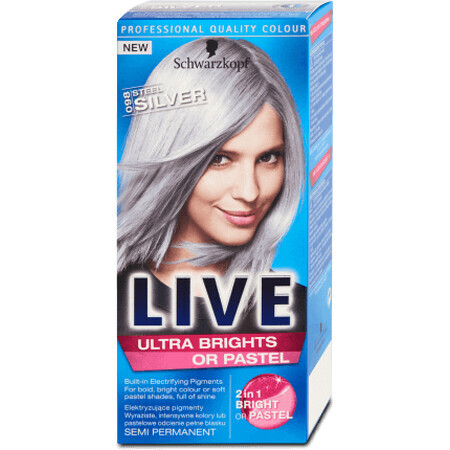 Schwarzkopf Tinte Semipermanente Live Ultra Brights 98 Plata Acero, 80 g