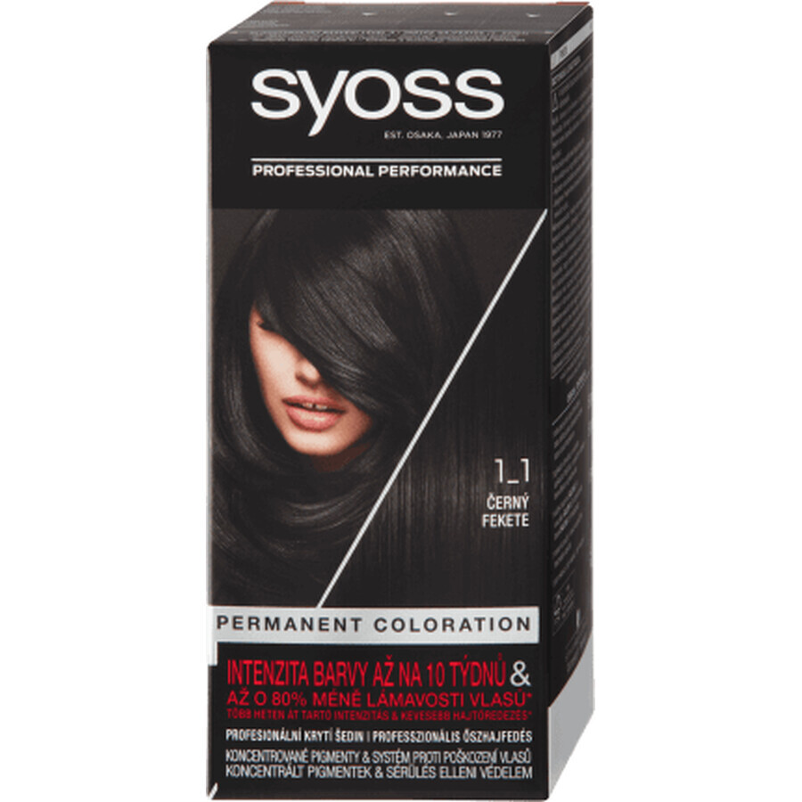 Syoss Color Tintura Permanente Per Capelli 1-1 Nero, 1 pz