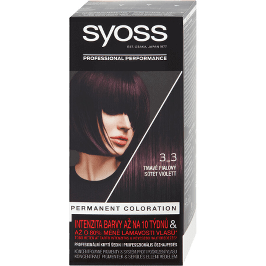 Syoss Color Tinte Permanente 3-3 Morado Oscuro, 1 ud.