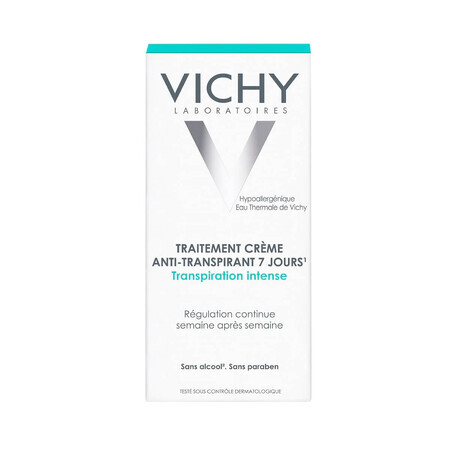 Vichy Purete Thermale Desodorante tratamiento en crema contra la transpiración intensa con eficacia de 7 días, 30 ml