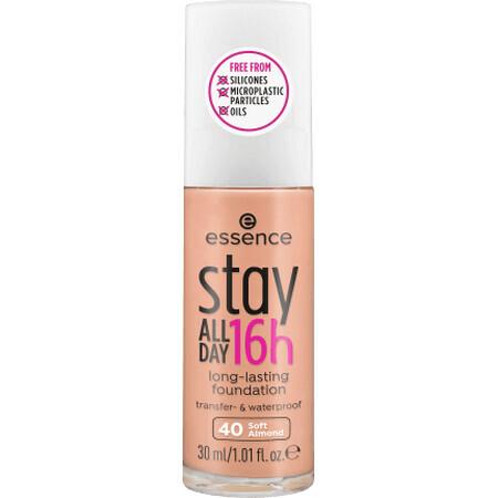 Essence cosmetics Fond de teint longue tenue Stay All Day 16h 40 Soft Almond, 30 ml